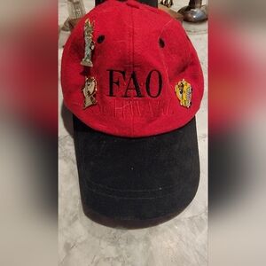 FAO Swartz vintage original baseball hat with FAO Swartz pine attached
